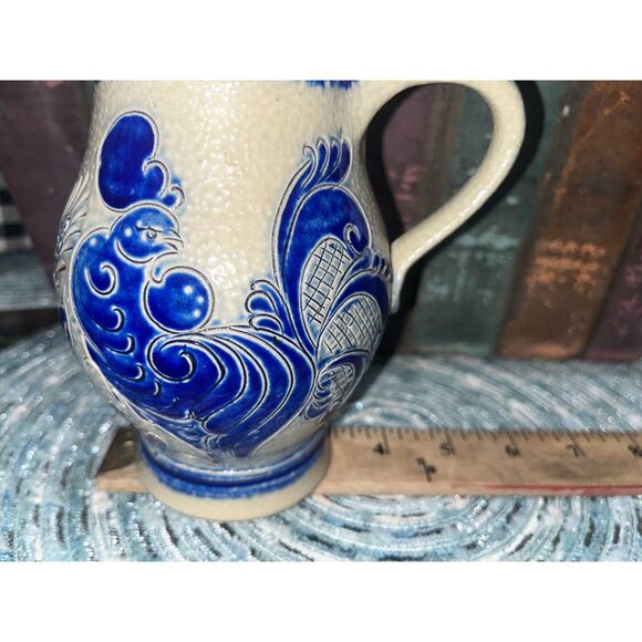 Remmy Betschdorf Cobalt Pitcher Rooster Pitcher Alsace Salt Vitrification - Picture 5 of 8
